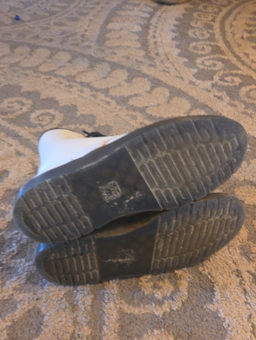 Dr. Martens White Lace-Up Combat Boots with Black Trim - Picture 4 of 5